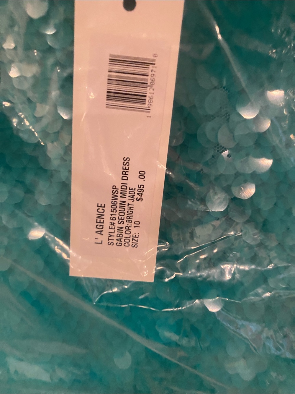 L'AGENCE Gabin  seafoam Sequin Midi Dress NWT - Picture 9 of 10